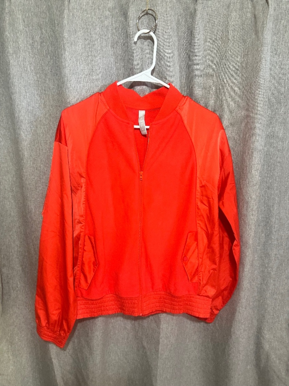 ATHLETA Zion Microfleece Full-Zip Mixed Media Bomber Jacket Torch Red - Size L